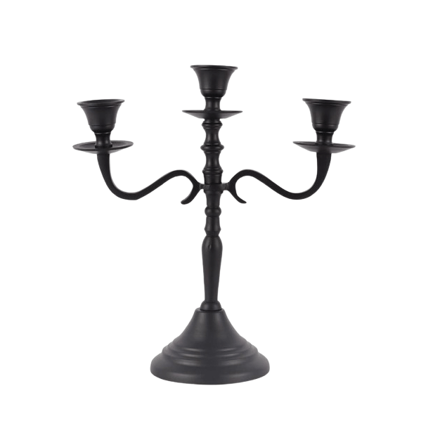 BRASS BLACK 3 STICKS CANDLEBRA HOLDER 